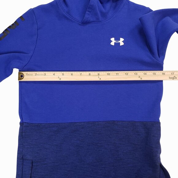 Under Armour Youth M Blue Hoodie With Two-Tone Design & Logo On Chest - Picture 7 of 10